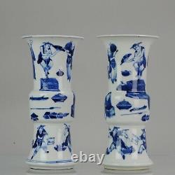 Antique 19th C Porcelain Gu Beaker Vase Chinese Porcelain Figures Kangxi