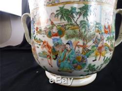 Antique 19th Century Chinese Famille Verte Qing Porcelain Planter Pot Vase