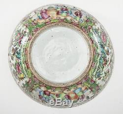 Antique 19th Century Chinese Porcelain Rose Medallion Bowl with Carved Wood Stand