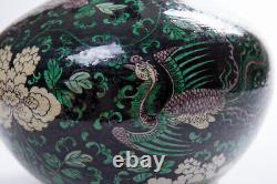 Antique 19th Chinese unusual Porcelain Vase FAMILLE NOIRE 38.5 cm