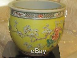 Antique 19thC Chinese Qing Dynasty Porcelain Famille Jaune fish bowl