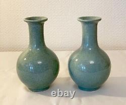 Antique 2 Chinese Crackle Celadon Vase Porcelain Oriental Vase 6 Ins Tall
