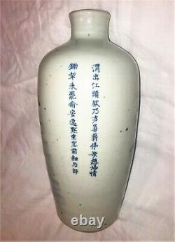 Antique CHINESE BLUE & WHITE PORCELAIN VASE Qing Kangxi Bottle Vase