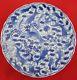 Antique Chinese Celadon Porcelain Footed Serving Plate Da Qing Qian Long Fish