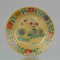 Antique Ca 1700 Chinese Porcelain Kangxi Famille Verte Cafe Au Lait Plat