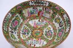 Antique Cantonese Chinese 19thC Porcelain Large Punch Bowl Scenes Famille rose