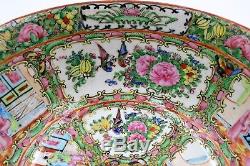 Antique Cantonese Chinese 19thC Porcelain Large Punch Bowl Scenes Famille rose