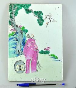 Antique China Chinese Porcelain Famille Rose Tile Painting Qing 19th C #2
