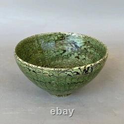 Antique Chinese Agateware Folk Kiln Porcelain Bowl Japanese Nerikomi Mossbowl