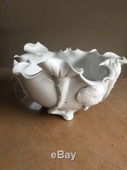 Antique Chinese Blanc de Chine Dehua White Porcelain Lotus Flower BOWL Aesthetic