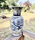Antique Chinese Blue And White Porcelain Figure Vase