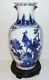 Antique Chinese Blue And White Porcelain Vase Hibiscus Phoenix Bird Qing Kangxi