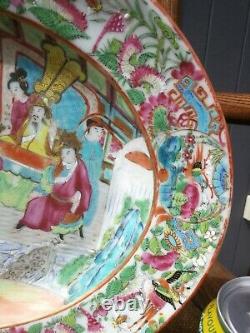 Antique Chinese Canton Famille Rose Porcelain Large Plate