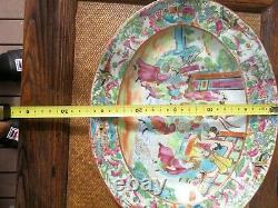 Antique Chinese Canton Famille Rose Porcelain Large Plate