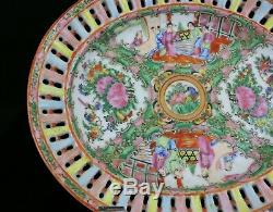 Antique Chinese Canton Porcelain Famille Rose Medallion Reticulated Plate 10