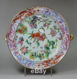 Antique Chinese Canton porcelain warming plate, Daoguang (1821-50)
