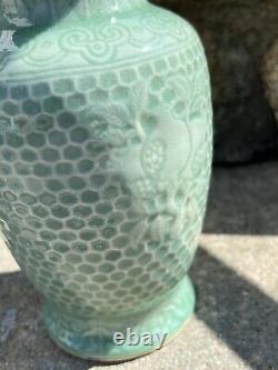 Antique Chinese Celadon Porcelain Vase Three Abundances Marked QING DYNASTY