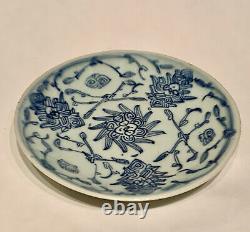 Antique Chinese Ch'ing Dynasty Blue and White Porcelain Lotus Plate, Certificate