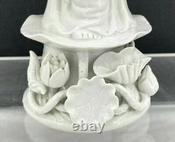 Antique Chinese Dehua Blanc de Chine Porcelain Statue Sculpture +Base