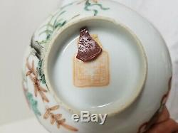 Antique Chinese Enameled Signed Porcelain Bowl Republic Period Reign Mark