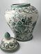 Antique Chinese Export 18th Century Old Green Flowered Porcelain Jar With Lid