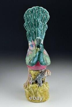 Antique Chinese Export Famille Rose Porcelain Peacock Figurine