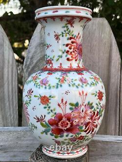 Antique Chinese Export Porcelain Baluster Vase Hand Painted Famille Rose
