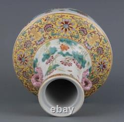 Antique Chinese Famille Rose Daoguang period Qing Dynasty two-ear Porcelain Vase