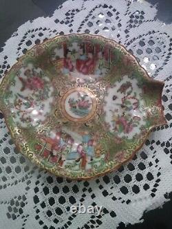 Antique Chinese Famille Rose Leaf Plate