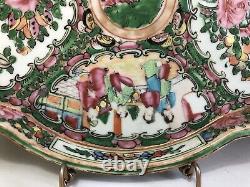 Antique Chinese Famille Rose Medallion Porcelain Tray Qing Dynasty Late 19th C