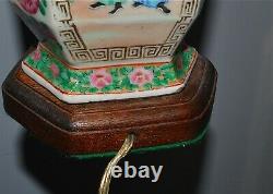 Antique Chinese Famille Rose Medallion Porcelain Vase Lamp Electrofied
