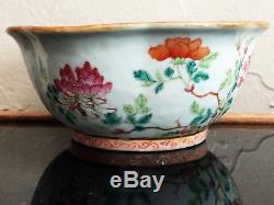 Antique Chinese Famille Rose Porcelain Bowl Cup Tongzhi Mark Qing Dynasty