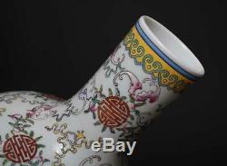 Antique Chinese Famille Rose Porcelain Peach Vase Yongzheng Marked 38cm