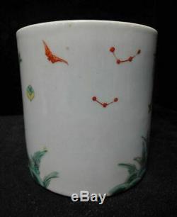 Antique Chinese Famille Verte Hand Painting Figures Porcelain Brush Pot