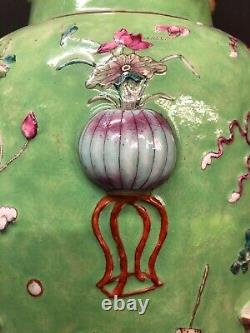 Antique Chinese Hand Painted Enamel porcelain Vase, Height 23 1/2