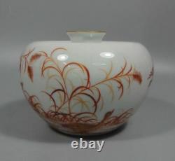 Antique Chinese Hand Painting Red Glaze Porcelain Apple Vase Marked YongZheng