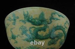 Antique Chinese Hand Painting Yellow Glaze Porcelain Bowl Marked ChengHua