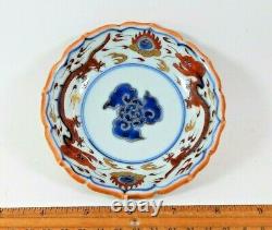 Antique Chinese Iron Red Enamel Porcelain Dragon Dish Jiaqing Mark Old Sticker