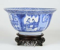 Antique Chinese Kangxi Porcelain Marked Bowl with wood stand 17-18th C