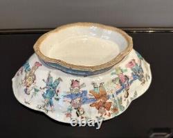 Antique Chinese Large Famille Rose Enamel Porcelain Floriforme Bowl Dish 19th C