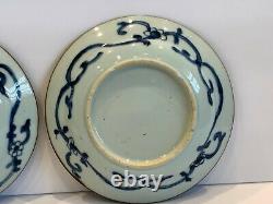 Antique Chinese Ming Wanli Blue and White Kraak Porcelain Plates