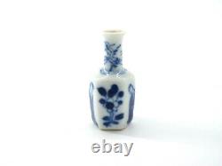 Antique Chinese Miniature Porcelain Blue and White Hexagon Kangxi Vase