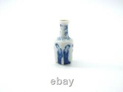 Antique Chinese Miniature Porcelain Blue and White Hexagon Kangxi Vase