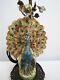 Antique Chinese Peacock Porcelain On Bronze Base Table Lamp. Peacock Lamp