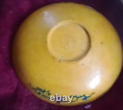 Antique Chinese Phoenix Plate Hand Painted Yelloware Very Rare