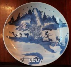 Antique Chinese Plate Porcelain Antique Rose Famille Blue White Mark Dish 18th