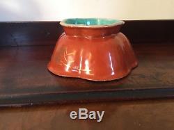 Antique Chinese Porcelain Bowl Iron Red Orange Coral Turquoise Gilt 19th c