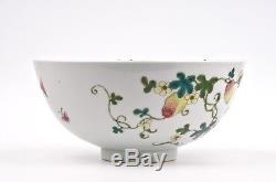 Antique Chinese Porcelain Famille-Rose Balsam Pear Decorated Jiaqing Seal Bowl