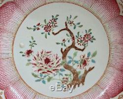 Antique Chinese Porcelain Famille Rose Export Qianlong Lotus Bowl Charger 11