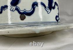 Antique Chinese Porcelain General Jar Lid With Foo Dogs Qing Fits 8 Opening #1